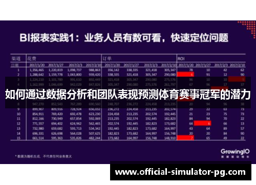 如何通过数据分析和团队表现预测体育赛事冠军的潜力